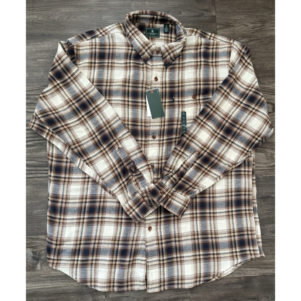 Bass & Co Men's Long Sleeve Button-Up Shirt Size XL 100 Cotton NWT Fireside